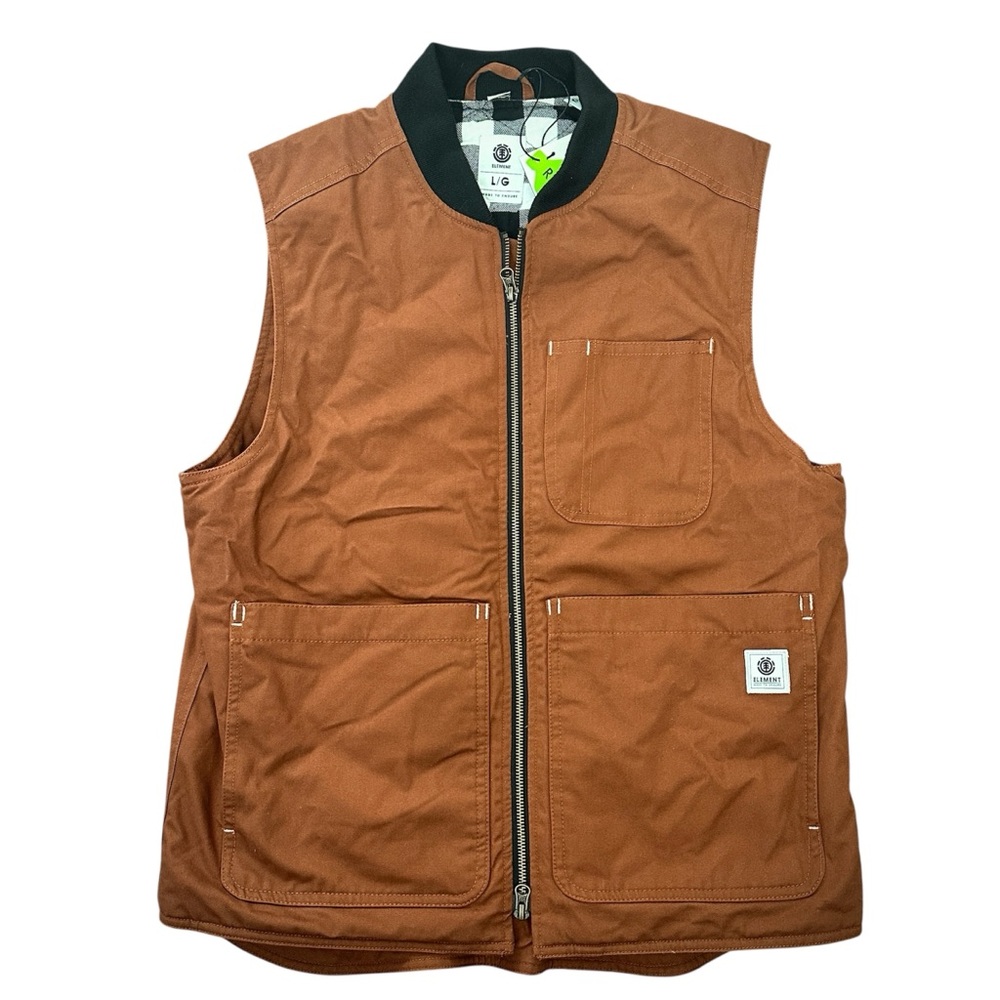 Element Men's Craftman Tan Utility Multi Pocket Vest NWT